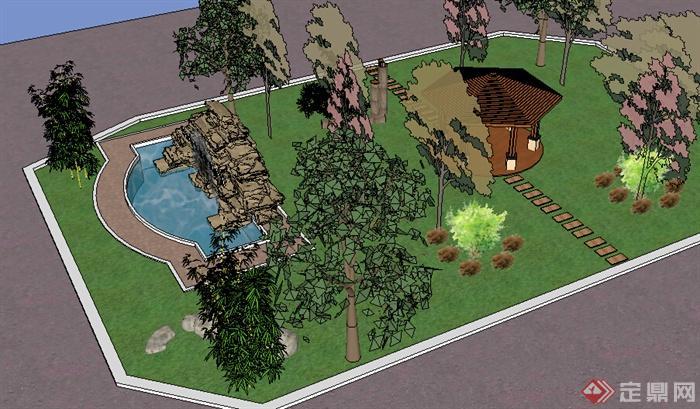 园林景观之庭院花园设计方案su模型15原创